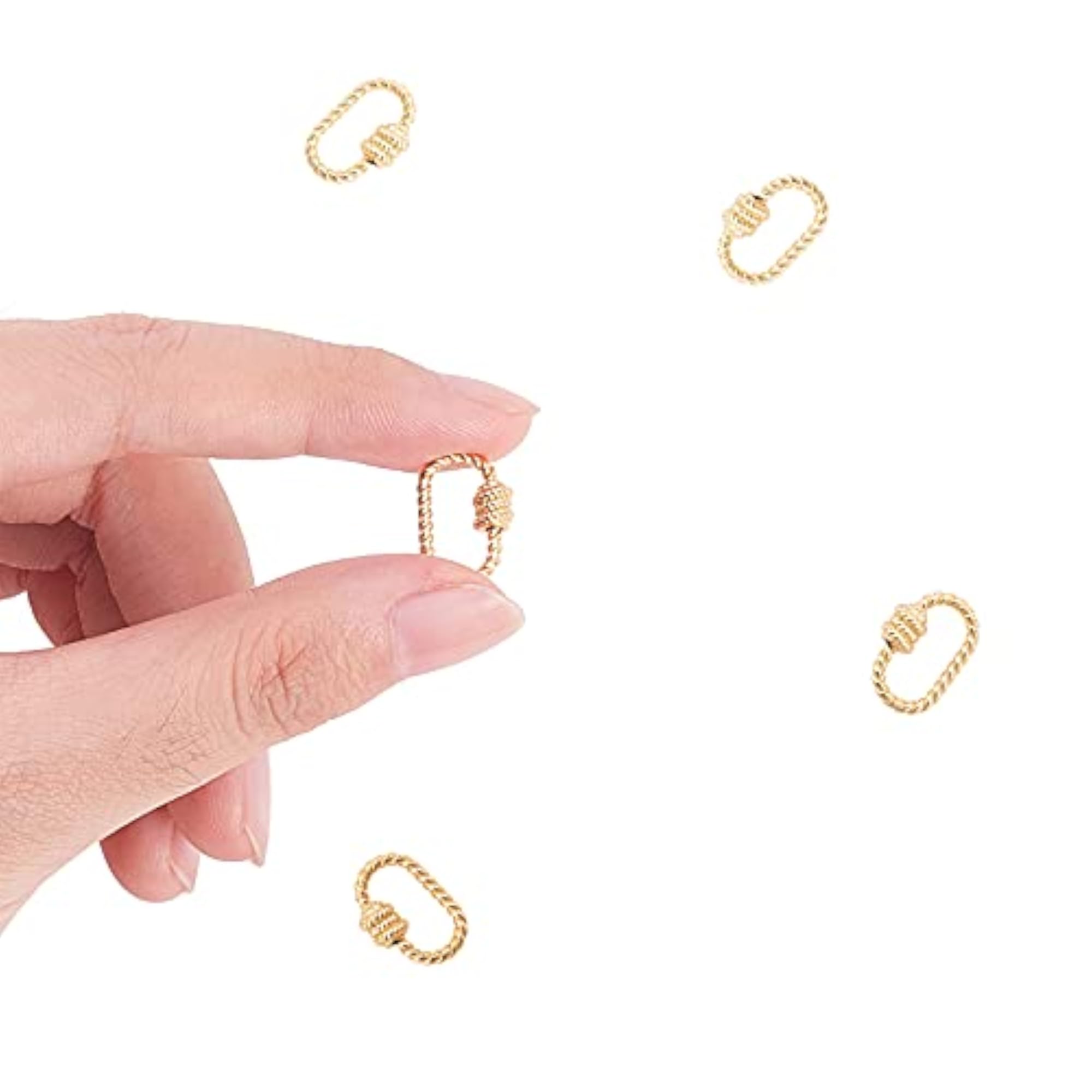 5 Pcs Tiny Golden Plated Brass Screw Carabiner Clips